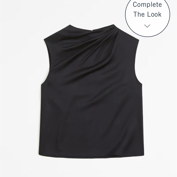 XXS Abercrombie black satin tank top - Picture 3 of 6